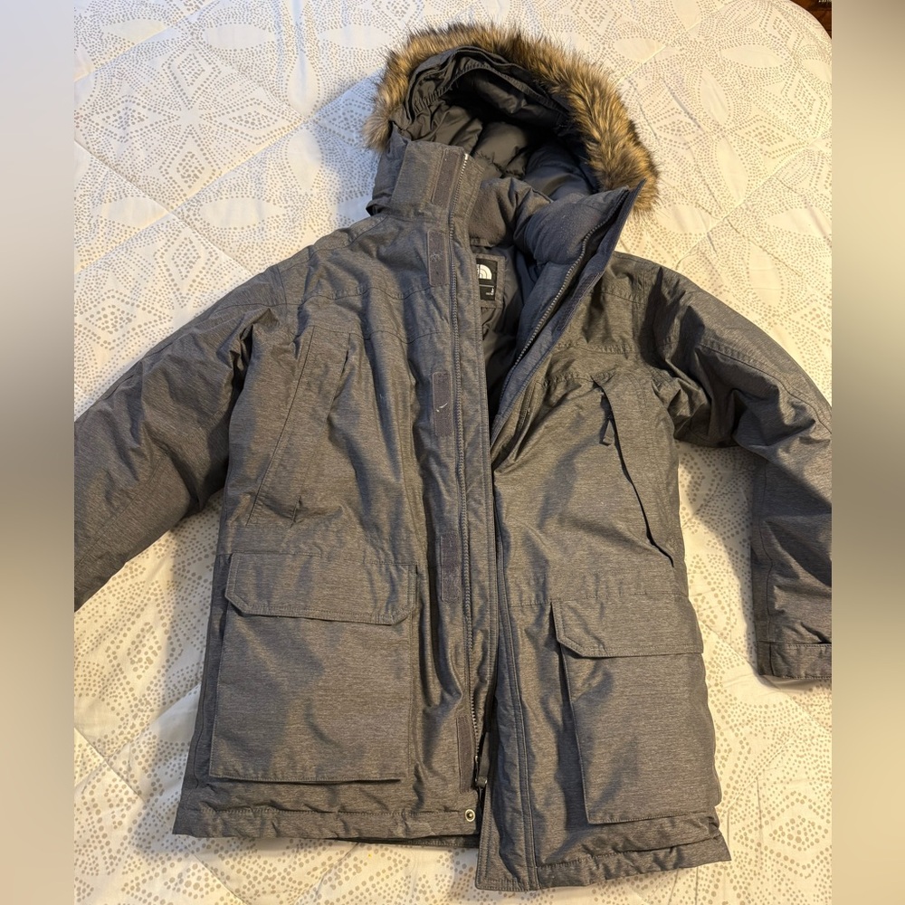 The North Face Big Boys Down Winter Coat with Fur Trim Hood